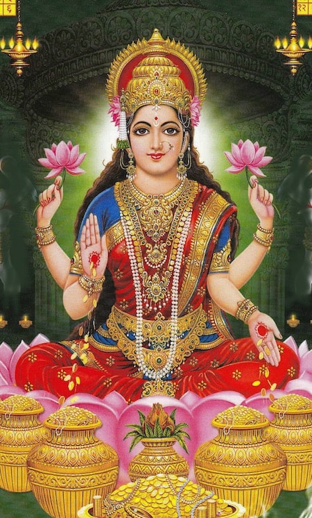Karte Lakshmi indische Göttin der Fülle und des Wohlstandes